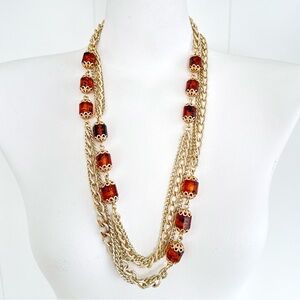 Sarah Coventry Gold and Brown Multi-Strand Necklace